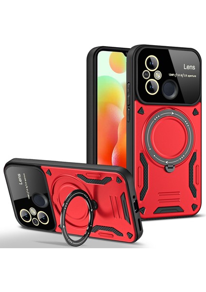 Xiaomi Redmi 12C 4g Kılıf Için Magsafe Pc+Tpu Kickstand Kapak-Kırmızı ile Uyumlu (Yurt Dışından)