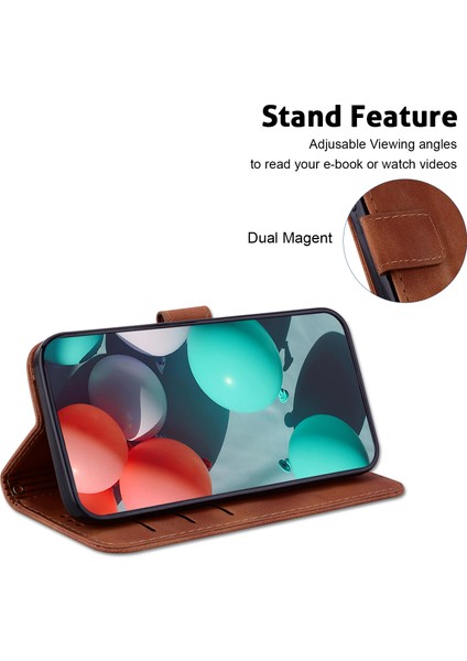 Xiaomi Poco X6 5g Standlı Kart Yuvaları Kılıfı 7 Şekilli Desen Pu Deri Telefon Kapağı-Kahverengi (Yurt Dışından) fiyatları