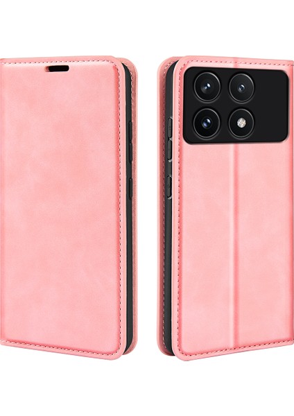 Xiaomi Redmi K70 5g Kılıf Pu Deri Folyo Standı Koruyucu Telefon Kapağı-Pembe (Yurt Dışından)