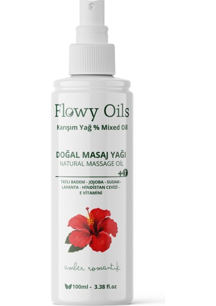 Flowy Oils Rahatlatıcı Kas Gevşetici Amber Romantik Kokulu %100 Doğal Aromaterapi Masaj Yağı 100ML