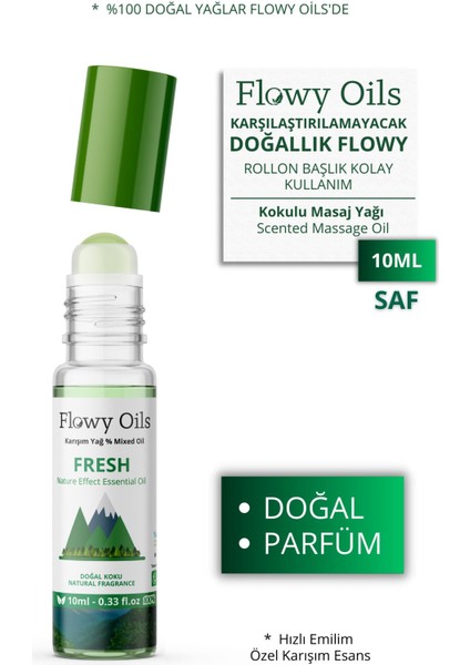 Flowy Oils Forest Doğal Karışım Esansiyel Yağ Uçucu Yağ Karışımı Etkili Koku, Esans Doğal Roll-On 10ML