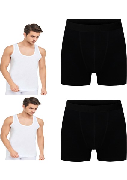 4 Parça Atlet ve Boxer Takımı Ekonomik Paket 2 Boxer 2 Atlet Pamuklu fiyatları