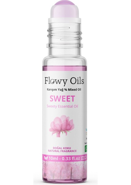 Flowy Oils Sweet Doğal Karışım Esansiyel Yağ Uçucu Yağ Karışımı Etkili Koku, Esans Doğal Roll-On 10ML