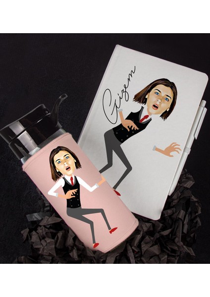 Kişiye Özel Karikatür Tasarım Defter Kalem Matara Hediye Seti 96485