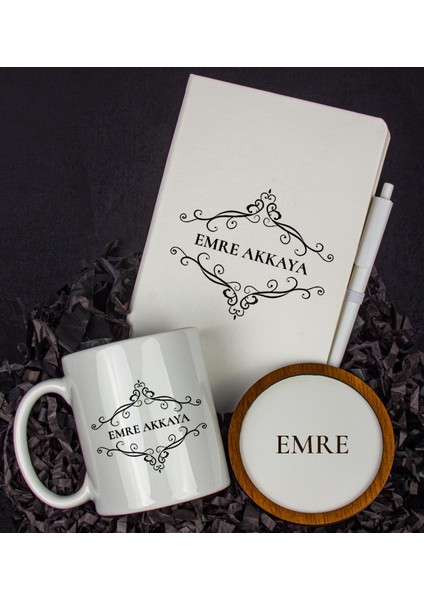 Kişiye Özel Defter Kalem Kupa ve Bardak Altlığı Hediye Seti 103752