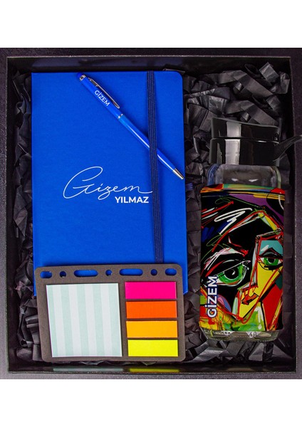 Kişiye Özel Defter Kalem Matara ve Mini Organizer Ofis Kırtasiye Hediye Kutusu 110337