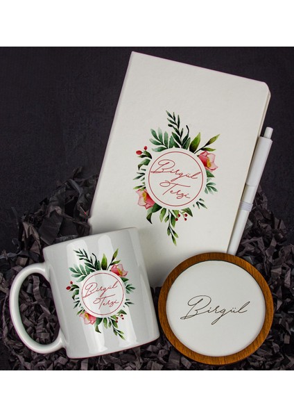 Kişiye Özel Defter Kalem Kupa ve Bardak Altlığı Hediye Seti 103790