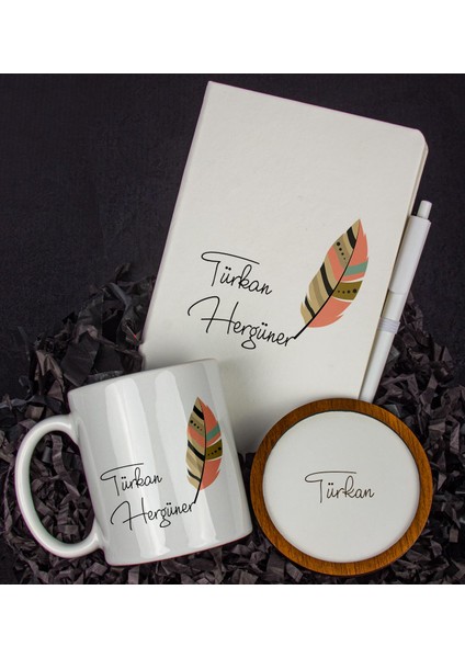 Kişiye Özel Defter Kalem Kupa ve Bardak Altlığı Hediye Seti 103695