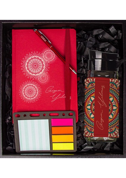 Kişiye Özel Defter Kalem Matara ve Mini Organizer Ofis Kırtasiye Hediye Kutusu 110319