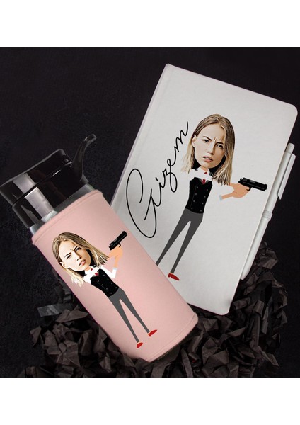 Kişiye Özel Karikatür Tasarım Defter Kalem Matara Hediye Seti 96482