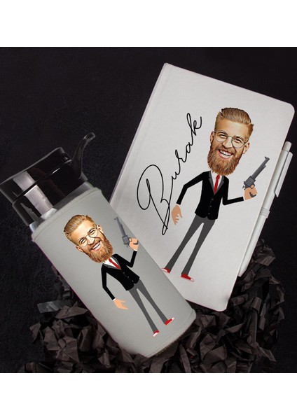 Kişiye Özel Karikatür Tasarım Defter Kalem Matara Hediye Seti 96512