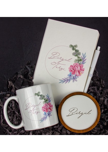 Kişiye Özel Defter Kalem Kupa ve Bardak Altlığı Hediye Seti 103874