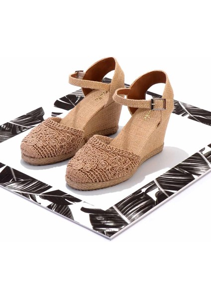 Vizon Örgü Kadın Espadril Düz Topuklu