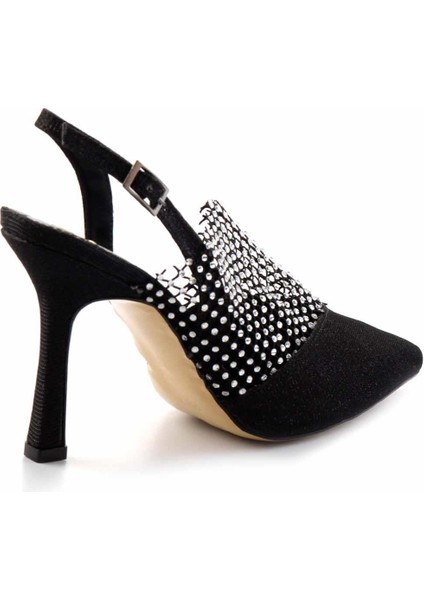 Siyah Simli Kumaş Kadın Abiye Ayakkabı K01188209204 modelleri