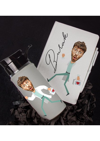 Kişiye Özel Karikatür Tasarım Defter Kalem Matara Hediye Seti 96481