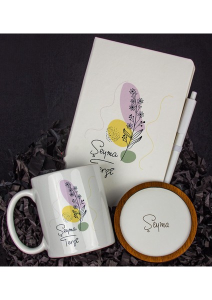 Kişiye Özel Defter Kalem Kupa ve Bardak Altlığı Hediye Seti 103683