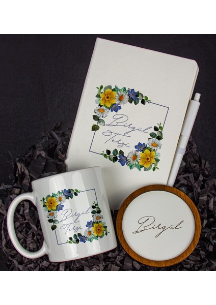 Kişiye Özel Defter Kalem Kupa ve Bardak Altlığı Hediye Seti 103857