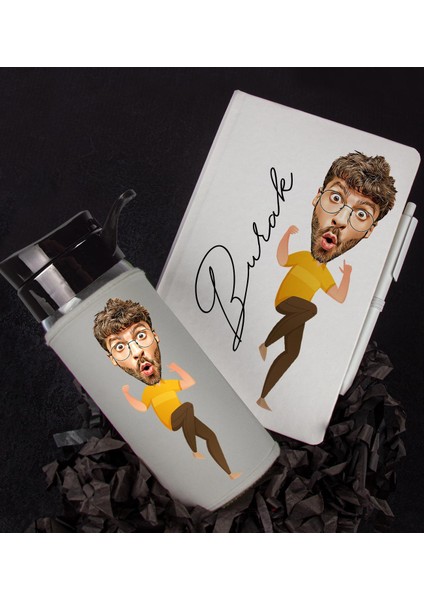 Kişiye Özel Karikatür Tasarım Defter Kalem Matara Hediye Seti 96420