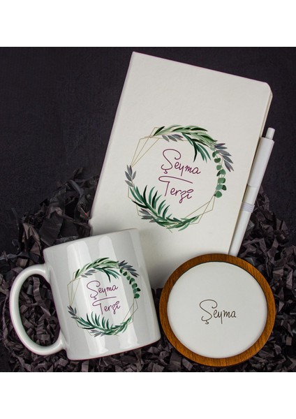Kişiye Özel Defter Kalem Kupa ve Bardak Altlığı Hediye Seti 103718