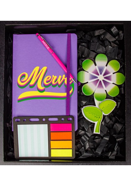 Kişiye Özel Defter Kalem Nano Magnet Ayraç ve Mini Organizer Ofis Kırtasiye Hediye Kutusu 110305