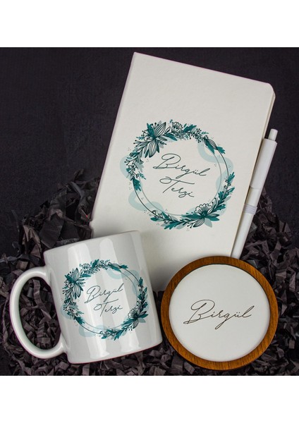 Kişiye Özel Defter Kalem Kupa ve Bardak Altlığı Hediye Seti 103879