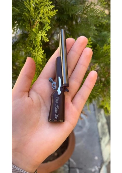 Kişiye Isime Özel Tüfek Görünümlü Gazlı Çift Yanan Lüks Çakmak fiyatları