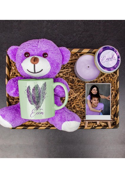 Kişiye Özel Kupa Bardak ve Fotoğraflık & Mum & Şirin Peluş Ayıcık 111748