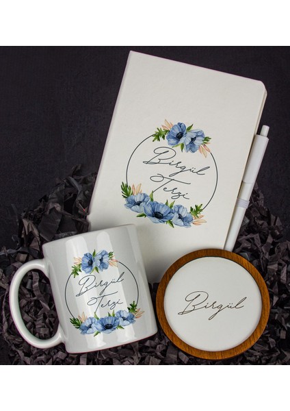 Kişiye Özel Defter Kalem Kupa ve Bardak Altlığı Hediye Seti 103832