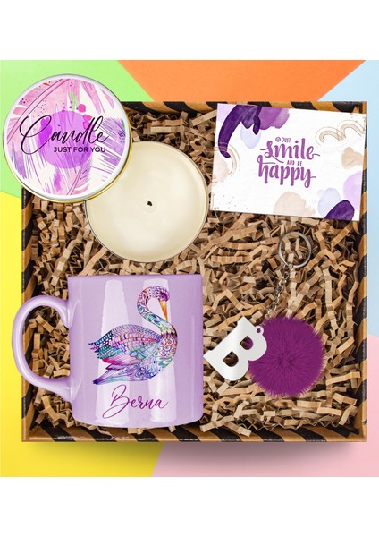 Kişiye Özel Tasarım Kupa & Ponpon Anahtarlık & Mum Hediye Kutusu 112931