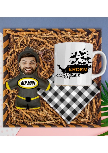 Kişiye Özel Kupa & Bardak Altlığı & Fotoğraflı Peluş Anahtarlık Hediye Kutusu 112858