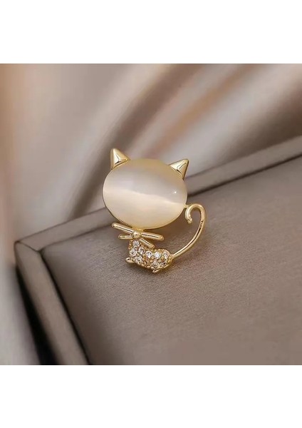 Broş Metal Rozet Kedi Incili Taşlı Sevimli Küçük Yaka Kıyafet Şapka Takı Aksesuar Cat Brooch modelleri