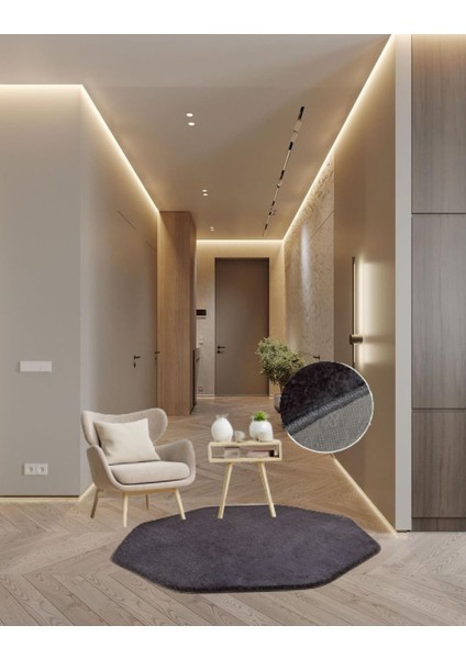 Sekizgen Modern Pelüş Kaymaz Taban Halı Yatak Odası Salon Odası Mutfak Ofis Banyo Paspas Sim