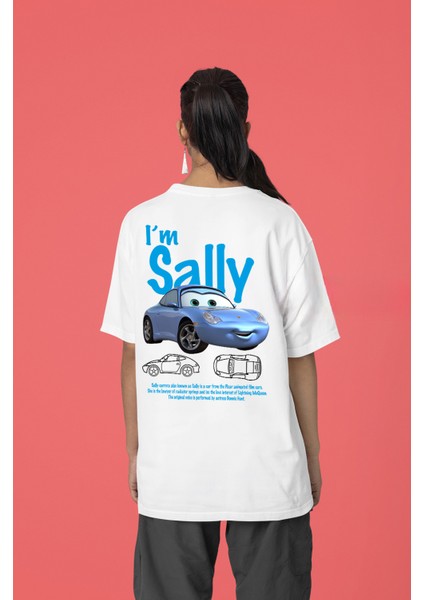 Unisex Siyah Beyaz I'm Sally ve Şimşek Mcqueen Cars Baskılı 2'li Sevgili Kombini Çift Tshirt 2 Adet