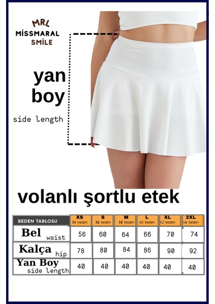 Miss Maral Beyaz Yüksek Bel Şortlu Etek Skirt With Shorts 1101