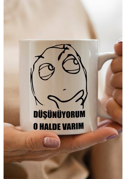 Yılbaşı Hediyesi Kişiye Özel Düşünüyorum O Halde Varım Baskılı Kupa Bardak