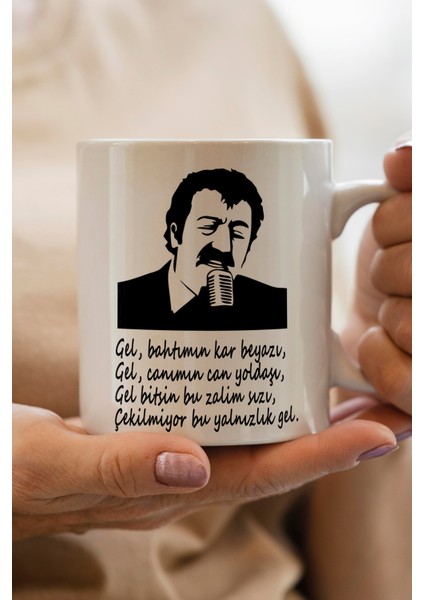 Müslüm Gürses Gel Bahtımın Kar Beyazı Yazılı Kişiye Özel Baskılı Kupa Bardak