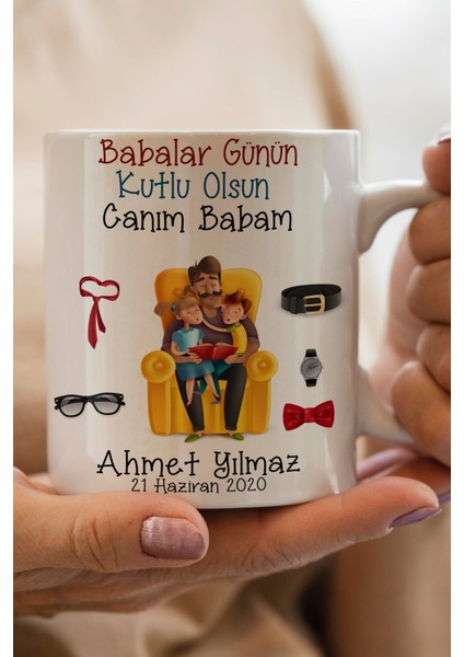 Kişiye Özel Babalar Günü Temalı Kupa Bardak