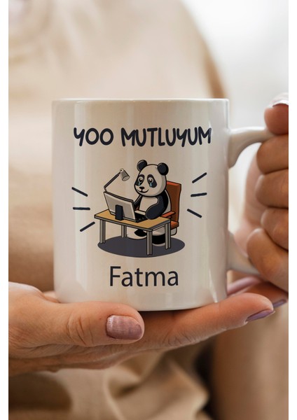 Yılbaşı Hediyesi Kişiye Özel Panda Baskılı Kupa Bardak