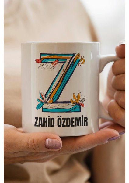 Yılbaşı Hediyesi Kişiye Özel Z Harfi Baskılı Kupa Bardak