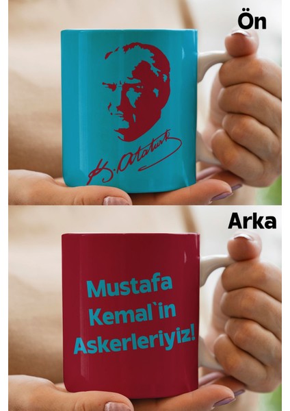 Mustafa Kemal Atatürk Imzalı Bordo Mavi Tasarımlı Taraftar Hediye Kupa Bardak
