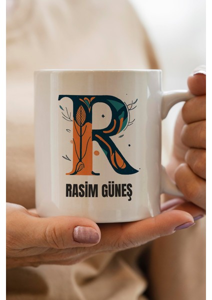 Yılbaşı Hediyesi Kişiye Özel R Harfi Baskılı Kupa Bardak