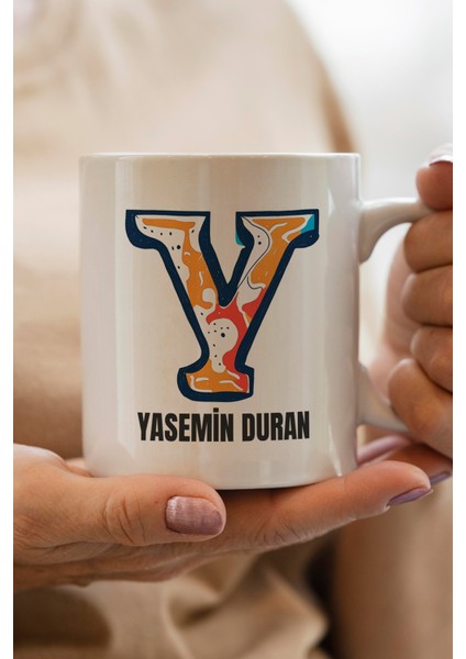 Yılbaşı Hediyesi Kişiye Özel Y Harfi Baskılı Kupa Bardak