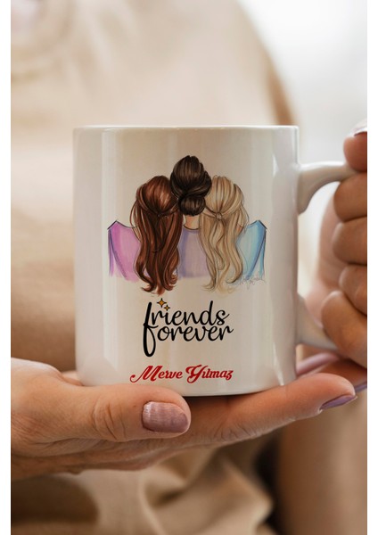 Yılbaşı Hediyesi Kişiye Özel Arkadaş Temalı Kupa Bardak