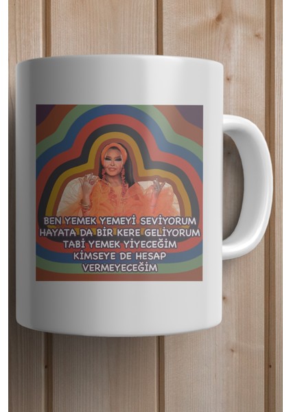 Ben Yemek Yemeyi Seviyorum Bülent Ersoy Kişiye Özel Baskılı Kupa Bardak fiyatları
