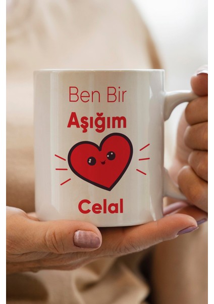 Yılbaşı Hediyesi Kişiye Özel Kalp Baskılı Kupa Bardak