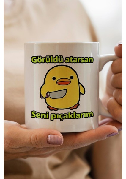 Görüldü Atarsan Seni Pıçaklarım Kişiye Özel Baskılı Kupa Bardak