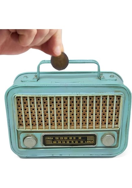 Vintage Tasarım Dekoratif Metal Radyo Kumbara ( Lisinya )