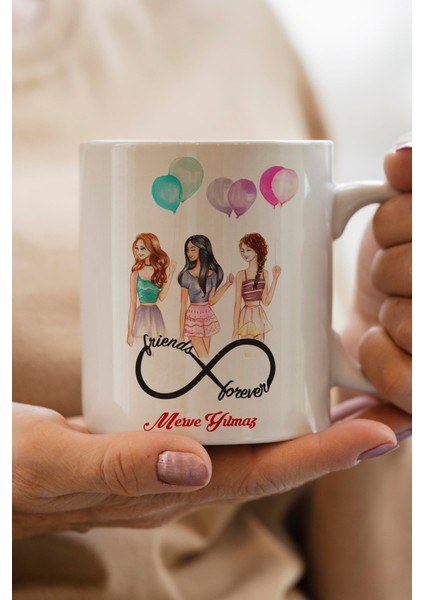 Yılbaşı Hediyesi Kişiye Özel Arkadaş Temalı Kupa Bardak