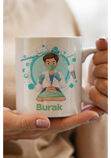 Dişçi Yılbaşı Hediyesi Kişiye Özel Kupa Bardak