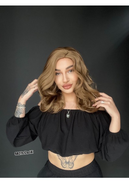 Kahkülsüz Medikal Orta Boy Dalgalı Peruk Medikal Kumral modelleri